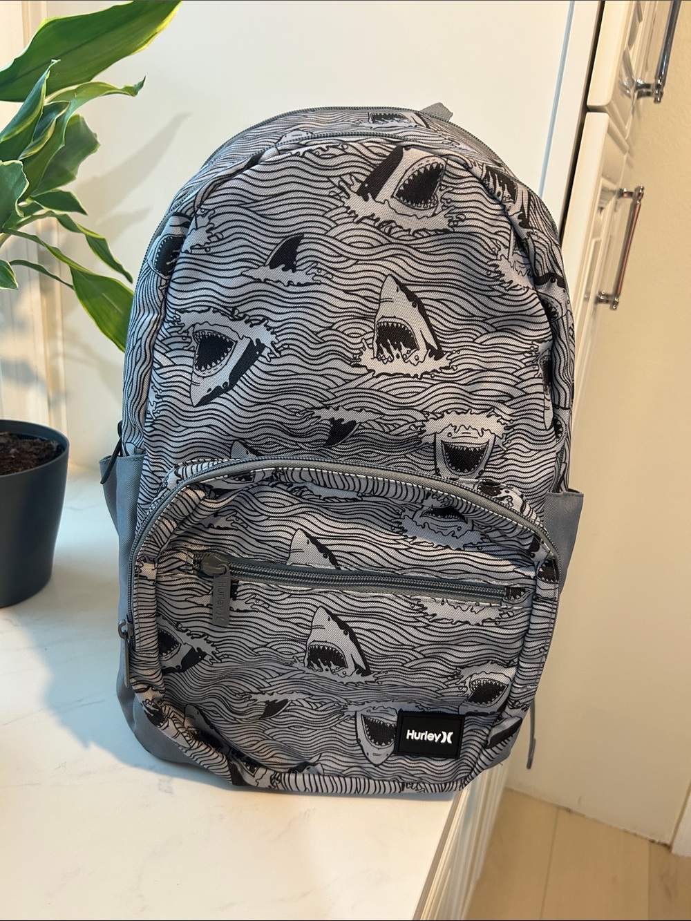 Hurley Gray Shark Wave Backpack for Men